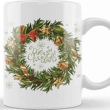 Baskı Dükkanı Yılbaşı Yeni Yıl Konseptli Wreath Gilf Merry Christmas 01 Kupa Bardak