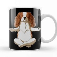 Baskı Dükkanı Yoga Cavalier King Charles Spaniel Beyaz Porselen Kupa Bardak