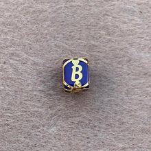 Bayar Gold 14 Ayar Altın Kafesli Lacivert Boncuk B Harf Kolye Ucu