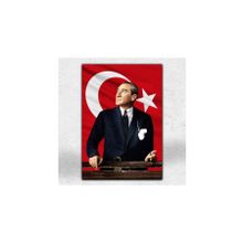 Bayraklı Atatürk Portresi Kanvas Tablo