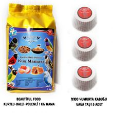 Beautiful Food 1 kg Kurtlu Kuş Maması ve 3 Adet Gaga Taşı