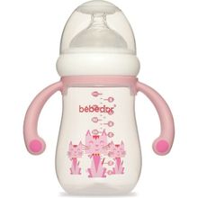 Bebedor 99322 Pembe Desenli 125 ml Geniş Ağızlı Kulplu PP Biberon