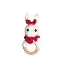Bebegen Fuşya Pelerinli Beyaz Tavşan Amigurumi Çıngırak