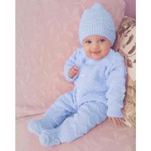 Bebegen Mavi Bereli Triko Erkek Bebek Tulum