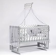 Bebeget G3 60x120 cm Süper Natural Ahşap 4 Kademeli Gri Anne Yanı Sallanır Uyku Seti Yatak ve Bebek Beşiği