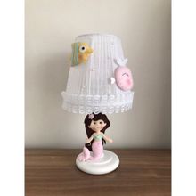 Bebek Çock Odası Abajur Deniz Kızı Balıklı Açık Pembe Sarı