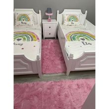 Bebek Çocuk Odası Abajur Gri Tül Sarma Pembe Tüylü