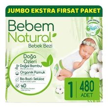 Bebem Natural No:1 Yenidoğan 480 Adet Bebek Bezi