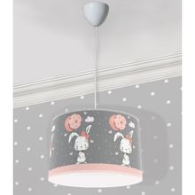 Bebişim Halı Gri Balon Tutan Sevimli Tavşan Kuş ve Yıldızlar Çocuk Odası Sarkıt Avize