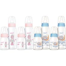 Bebsi Mavi Pembe 250 ml + 125 ml Karma 4'lü Cam Biberon Seti