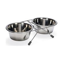 Beeztees 16 cm 2x900 ml Paslanmaz Çelik 2'li Köpek Mama Su Kabı