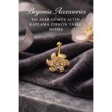 Begonia Accessories 925 Ayar Gold Gümüş Zirkon Taşlı Dönence Hızma