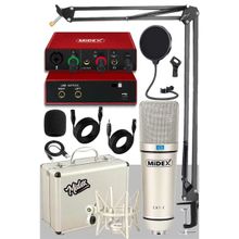 Behringer Midex CX1-C Mikrofon GLX-500 Ses Kartı + Stand Pop Filtre Set