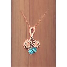 Bella Gloria GPK0045 Çiçekli Mavi Topaz Pırlanta Kolye