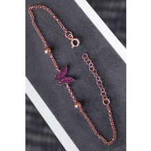 Bella Gloria TGB0172 Kırmızı Kelebek Kadın Gümüş Bileklik