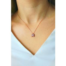 Bella Gloria TGK0036 Dörtgen Tektaş Rose Kadın Gümüş Kolye