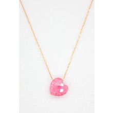 Bella Gloria TGK0054 Şeker Pembe Buzlu Kalp Taş Rose Kadın Gümüş Kolye