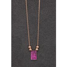 Bella Gloria TGK0142 Kırmızı Dörtgen Rose Kadın Gümüş Kolye