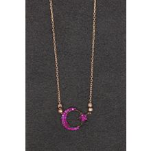 Bella Gloria TGK0186 Kırmızı Ayyıldız Rose Kadın Gümüş Kolye