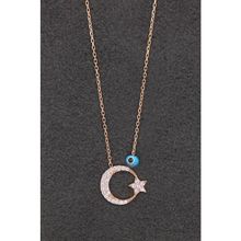 Bella Gloria TGK0188 Ay Yıldız Rose Gümüş Kolye