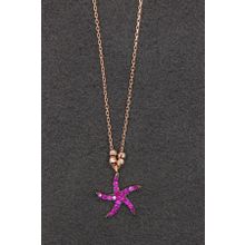 Bella Gloria TGK0191 Kırmızı Deniz Yıldızı Rose Kadın Gümüş Kolye