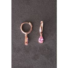 Bella Gloria TGP0071 Pembe Damla Taşlı Rose Gümüş Küpe