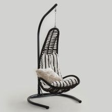 Bella Swing Kahve Rattan Zebra Oturumlu Salıncak