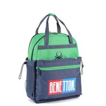Benetton 03786 Yeşil Lacivert Çift Bölme Sırt Çantası