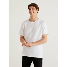 Benetton 123P3JE1J19A5 Bisiklet Yaka Beyaz Erkek T-Shirt