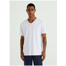 Benetton 123P3JE1J4264 V Yaka Beyaz Erkek T-Shirt