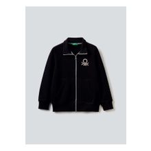 Benetton 3J68C501B Siyah Erkek Çocuk Logolu Sweatshirt