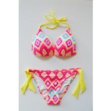 Beria Kadın Üçgen Yarım Dolgulu Desenli Sarı Bikini Takımı