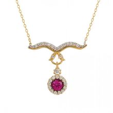 Besay Gold 14 Ayar Pembe Taşlı Altın Kolye