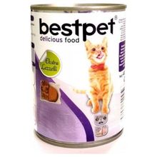Bestpet 10x415 gr Parça Tavuk Etli Soslu Yavru Kedi Konservesi