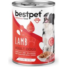 Bestpet 12x400 gr Yetişkin Köpekler İçin Taze Kuzu Parça Etli ve Soslu Yaş Mama