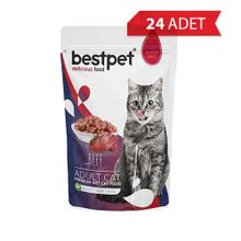 Bestpet Pouch Sığır Etli 24x85 gr Yetişkin Kedi Konservesi