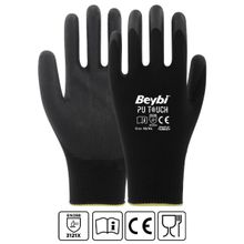 Beybi EN388 3121X 7 Beden 12'li Paket Poliüretan Kaplı Pu Touch Siyah Montaj Eldiven