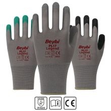 Beybi PL17 Siyah Çift Legend Polyester Örme Lateks Eldiven