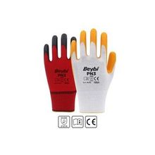 Beybi PN3 EN388 2121X Beyaz Sarı 10 Beden 12'li Paket Polyester Örme Nitril Eldiven
