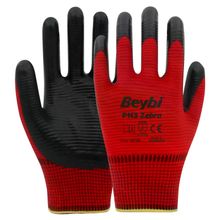 Beybi PN3 Polyester Örme Nitril Eldiven Kırmızı