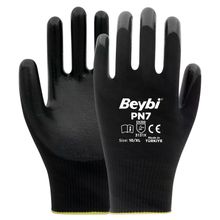 Beybi PN7 No:9 Siyah Siyah Çift Polyester Örme Nitril Eldiven