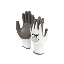 Beybi PN72 Polyester Örme NO:10 Çift Gri Nitril Eldiven