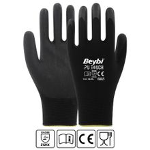 Beybi Pu Touch Siyah 7 Beden 12'li Paket Poliüretan Kaplı Montaj Eldiven