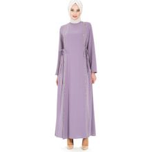 Beyza 5288 Taş Şeritli Lila Tesettür Elbise
