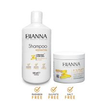 Bianna Tuzsuz 500 ml Sülfat ve Paraben İçermez Şampuan + 500 ml Keratin Saç Kremi