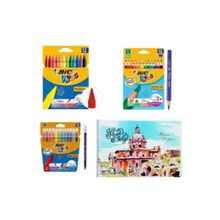 Bic 4'lü Boyama Seti 35x50 cm Jumbo Kuru Silinebilen Pastel Keçeli Boya Resim Defteri