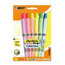 Bic Highlighter Set Pastel+Canlı Renkler Grip 12 Renk Fosforlu Kalem