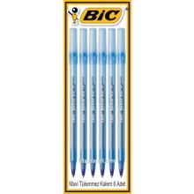 Bic Round Stick 1.0 mm Mavi 6 Adet Tükenmez Kalem