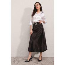 Bigdart 15806 Siyah Kadın Saten Etek