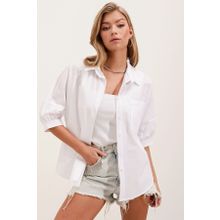 Bigdart 20213 Beyaz Oversize Basic Kadın Gömlek